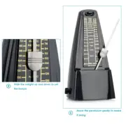 NW-707 Black Traditional Wind Up Mechanical Metronome for Musical Instruments