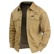 Men's Cow Print Work Shirt Western Shirt Cargo Shirt Long Sleeve Casual Tactical Sports Outdoor Going out Winter Spring Fall Turndown Print Army Green Blue