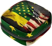 Period Bag,Sanitary Napkin Storage Bag,Flags of USA and Jamaica,Tampon Bag for Purse