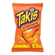 Takis INTENSE NACHO NON-SPICY Flavor Rolled Tortilla Chips, 9.9 Oz Bag