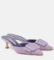 [Manolo Blahnik] Manolo Blahnik Maysale 50 raffia mules AU 7 beige