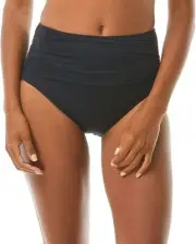 Carmen Marc Valvo 277968 Sunlit Seas Ruched Bikini Bottoms Black SM
