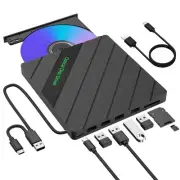 8 IN 1 External CD/DVD Drive for Laptop, USB 3.0 Portable External CD Burner ...