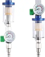 [ENDOZER] Oil Water Separator, Air Filter with Pressure Gauge, Pressure Regulator for Air Spray Gun, 1/4" Inlet and Outlet
