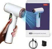 Hair Dryer, Wireless Hair Dryer, Portable USB Rechargeable Hair Dryer with 15600 mAh Battery, Large Wind Power, Quick Drying, for Travel, College Dorm, Outdoor