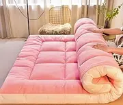 Folding Mattress Double Futon Floor Mat, Soft Sleeping Camping, Sleeping Mattress for Floor Roll Up Bed Mat Foldable Minimalist(C,Queen(60"x79"))
