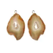 Awesome Real Geode Slice Druzy White Rhodium Plated DIY Connectors Jewelry Pairs