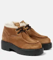[Miu Miu] Miu Miu Chunky shearling-trimmed leather flats AU 4 brown