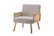 Corrie Rattan Accent Armchair with Fabric Cushion - Beige