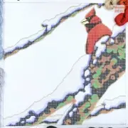 Hand painted Needlepoint canvas Winter Cardinal on snowy limb shorebird studio