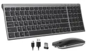 Rechargeable Wireless Keyboard Mouse, Ultra Thin Low Profile Wireless Keyboar...
