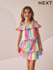 Rainbow Animal Print Ruffle Top And Skirt Set (3-16yrs) (AV2839) | $48 - $61