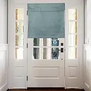sourcing map Blackout Door Curtains, French Side Door Window Curtain for Privacy, Glass Patio Front Doors Sidelight Tie Up Shade, Light Blue, 26" x 28", 1 Panel