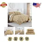 Jacobean Floral Twin Quilt Bedspread Set - Vintage Style with Reversible Design