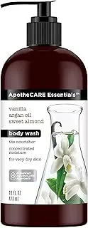 ApotheCARE Essentials The Nourisher Body Wash, Vanilla, Argan Oil, Sweet Almond, 16 oz