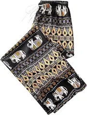 [Oshhni] Harem Pants Women High Waist Casual Clothing Hippy elephant Boho Trousers for Women Wide Leg Hippie Pants for Beach Female summer