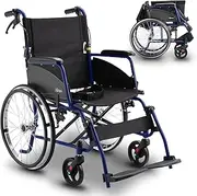 Altus Lightweight Folding Self Propelled 20 inch Transport Wheelchair Blue