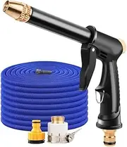 Flexible Expandable Garden Hose High Pressure Nozzle Spraye Washer Gun Car Wash Hose Expandable Garden Water Hose(Blue with Foam Pot,150ft)