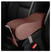 PU Leather Car Armrest Box Pad Cushion Auto Center Console Arm Rest Seat Box Heightening Soft Pad Hand Support with Storage Bags Coffee