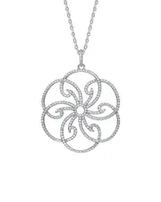 Genevive Silver CZ Flower Pendant