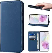 [LANJLM] Wallet Case for Samsung Galaxy A35 Phone Cases Premium Leather PU Flip Cover Magnetic Shockproof Closure Book Design with Kickstand Feature & Card Slots Galaxy A35 5G Case - Blue
