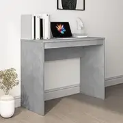 Concrete Grey Desk for Home Office - Modern Engineered Wood Computer Table, 90x40x72 cm, Adjustable, Standing for Work