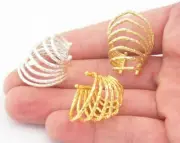 1 pair Hoops Ear Cuff Clip On Wrap Earring Hammered Raw Shiny Silver,Gold 4815