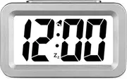 AGDGV Digital Alarm Clock with LCD Display & Night Light - Smart Bedside Clock for Heavy Sleepers, Kids,Students, Adults - Battery Operated, Easy to Use, Snooze Function（Silver）