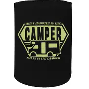Alcohol Stubby Holder - Happens In The Camper - Funny Novelty Birthday Gift Joke Beer Can Bottle
