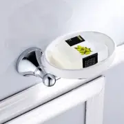 Polished Chrome Wall Mounted Ceramic Soap Dish Holder Bathroom Accessory