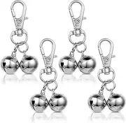 4 Pack Dog Cat Collar Bell, Loud Dog Collar Bells for Pet Training Small Dog Bell Silver Cat Bell for Collar Charm Dog Collar with Bells for Dog