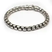 New David Yurman Men's 7mm Sterling Silver Box Chain Bracelet 8.75" Size Large