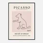 Galrie Elegant Minimalist Picasso Animal Series Drawing Art Print for Home Decor, Black Frame, A3 30 x 42cm (12 x 16inch)