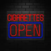 Cigarettes Open Neon Sign for Retail Displays |LED Flex Neon | 31"W x 24"H x 1"D