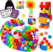 Magnetic Blocks 64 Pieces,1 inch Large Magnetic Building Blocks for Ages 3+ Year Old Boys and Girls, 3D Magnetic Cubes for Kids, XICEN Preschool STEM Educational Sensory Magnet Toys