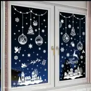 9pcs Snowflake Window Stickers, Reindeer Decals, White Christmas Electrostatic