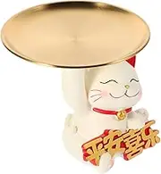 LIGHTAOTAO Adorable Cat Key Holder and Candy Dish Funny Animal Ornament for Entryway Table Multifunctional Resin Storage for Home Office and Hotel Decor