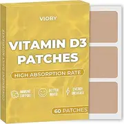 VIORY D3 Patches (Pack of 60) - 100% Natural Patch for Women and Men - Immune & Body Support - Enhanced Formula