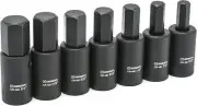 Crescent 7 Piece 1/2" Drive Hex Bit Impact SAE Socket Set - CIMBS11 , Black