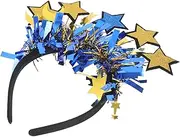 [PERSELOSO] Headband Decorative Headdress Headbands Party Creative Hair Hoop Decorations Wooden Decoration Al-fitr Headwear Photo Props Blue Plastic