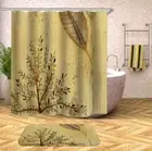 Black Light Green Leaves3D Shower Curtain Polyester Bathroom Decor Waterproof
