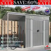 Garden Shed Outdoor Shed House Storage Shed with Extended Roof Steel Light Grey