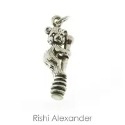 925 Sterling Silver Bear on Honey Dipper Charm Made in USA