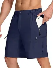 [SERAMY] Mens Hiking Cargo Shorts with 6 Zipper Pockets 9" Quick-Dry Lightweight Short for Golf Casual Fishing