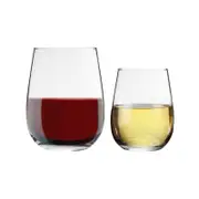 LAV 12 Piece Gaia Stemless Wine Glasses Set - Modern Glass Goblets Tumblers - Red & White