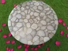 White Agate Stone Coffee Table Top, Agate Side Table Top, Garden Decor