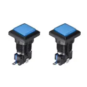 Game Push Buttons Square Push Switches Blue LED Light 34x34mm/12V/2 Pcs