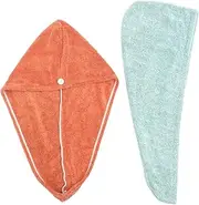 ADOCARN 2pcs Hair Drying Cap Absorbent Microfiber Wrap Quick Drying Hair Towel for Women Bath Accessory