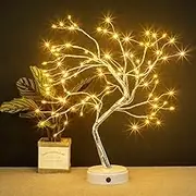 Lake Industries 20" LED Firefly Tree Lights | Bonsai - Bedroom, Desk Top, Table Lamp Decoration | USB/Battery Operated | Touch Switch | DIY Adjustable Branches | Home Party Holiday | Warm Lighting