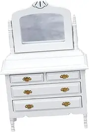 1pc Dresser Model Kits Miniature House Mirror Furnishing Dolls Carrier Mini Dressing Table Mini Furniture Mini Decoration Small Dressing Table White Wooden